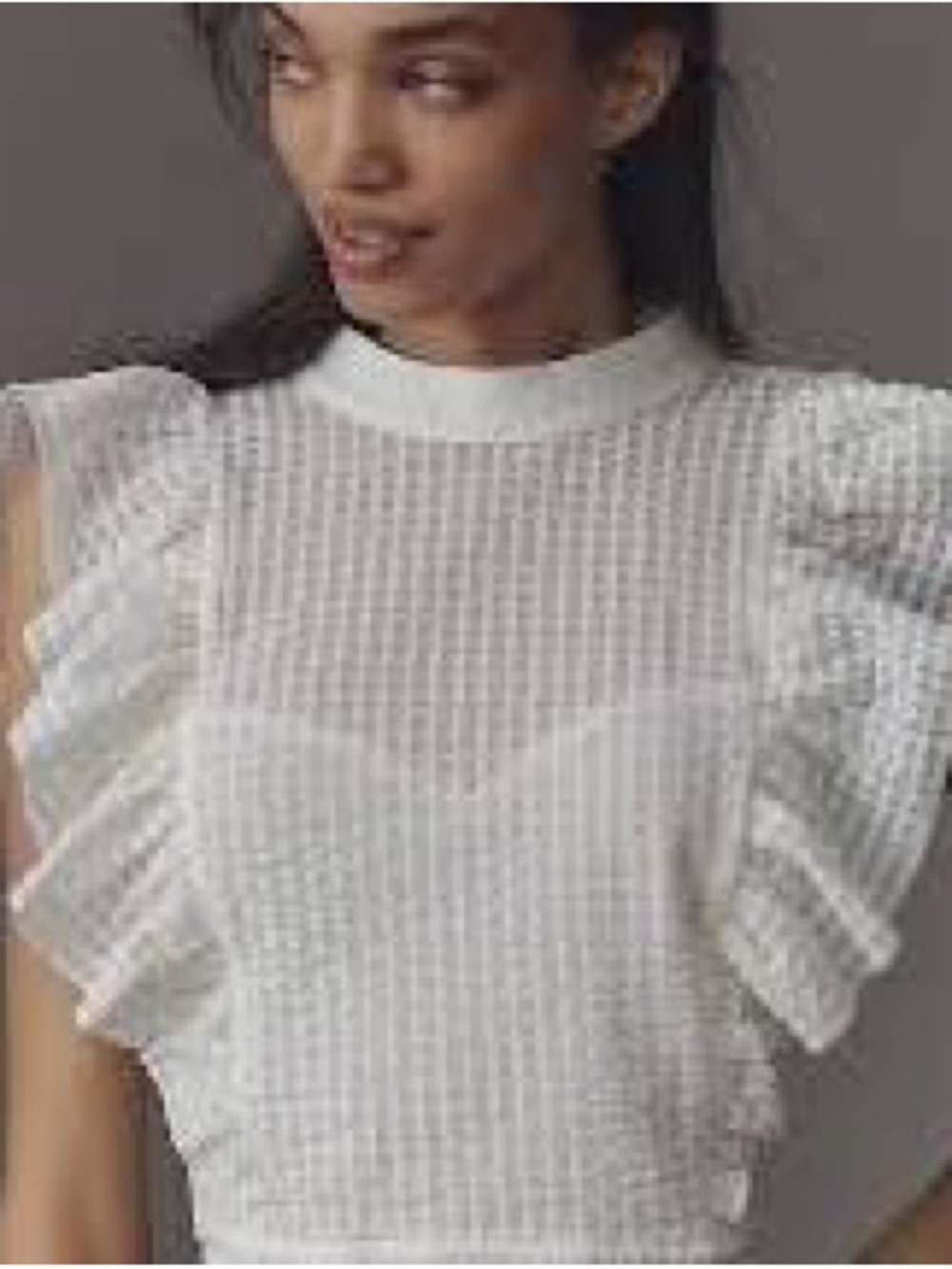 Maeve Ivory Ruffle Sleeve Mesh Top - Women